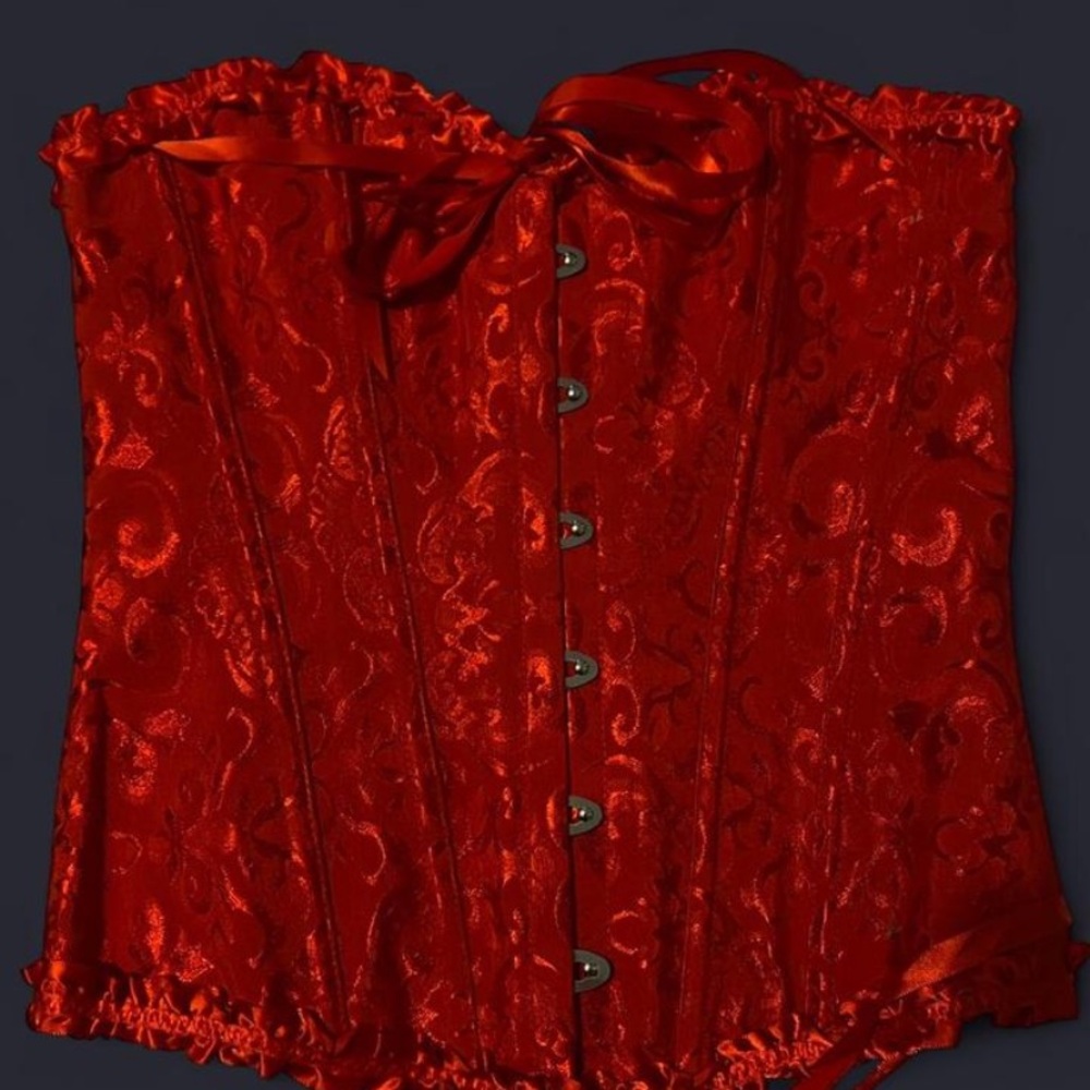 Elegant Red Brocade Corset